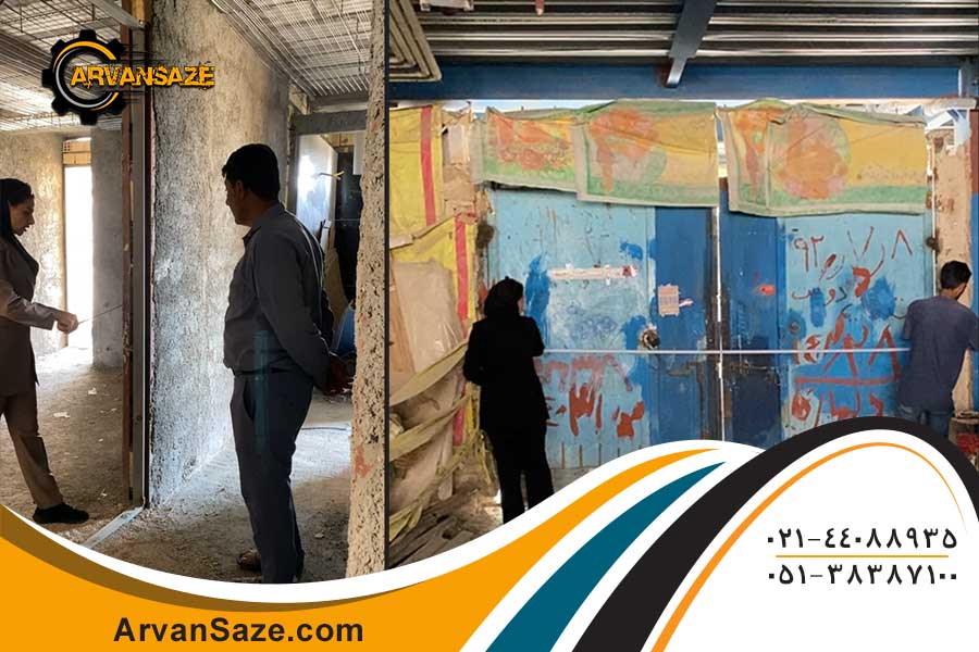 اندازه&zwnj;گیری درب&zwnj;ها پروژه در مرحله سفت&zwnj;کاری توسط کارشناس مربوطه